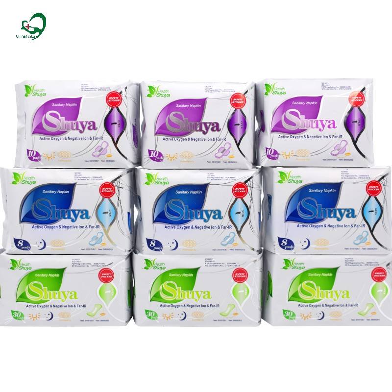 High quality shuya women anion sanitary napkin pad organic cotton breathable pouch biodegradable