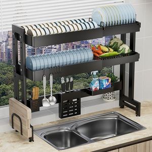 Égouttoir à vaisselle en acier à 2 niveaux pour évier, étagère de rangement multicouche pour bols, baguettes et assiettes, support de rangement pour évier - Product Image 4