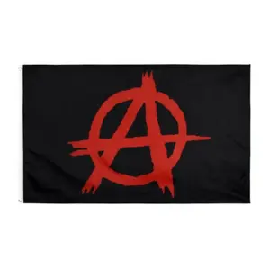 Grosir kustom 100% poliester 3x5ft dua sisi Anarchist Festival anarchisme hitam merah anarchisme bendera dengan pengiriman cepat