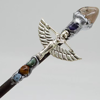 Baguette unique en pierre naturelle sculptée à la main, accessoires d'aile de Nirvana, baguettes magiques de sorcière en cristal