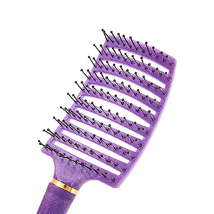 Peigne à cheveux pailleté, grand peigne de massage ajouré pour usage domestique, en plastique antistatique, design incurvé pour volume - Product Image 2