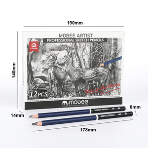 Bộ bút chì vẽ Mobee P3501 12 cây, chuyên nghiệp, màu đen, độ cứng 2B HB, bộ bút chì tùy chỉnh, dành cho trẻ em vẽ và phác thảo - Product Image 6
