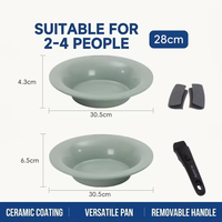 Poêle à frire plate multifonctionnelle en céramique antiadhésive et casserole à lait avec poignée amovible, compatible avec toutes les cuisinières, poêles et woks
