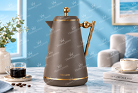 Carafe isotherme en verre de 1,0 L avec revêtement en PP de qualité alimentaire, poignée en bois, maintient au chaud 10h et au froid 24h