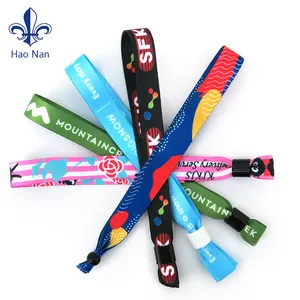 Customized Sliding Lock Wristband Fabric Ticket Event Satin Wristband Free To Design Logo