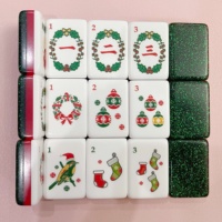 Tuiles de Mahjong de Noël américaines, ensemble de Mahjong de luxe vert, tuiles de Mahjong Nantucket, tuiles de Mahjong de fête pour le divertissement
