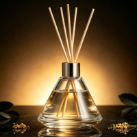 Bouteille vide en verre transparent pour diffuseur de parfum 100ml 200ml, forme ronde et conique, récipient d'arôme en gros avec logo personnalisé