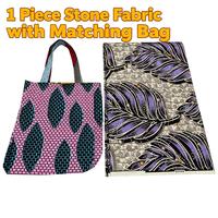 Tissu en coton africain Ankara imprimé à la cire avec pierres incrustées, sac fourre-tout fait main offert à l'achat d'un tissu pour confection de vêtements sur mesure
