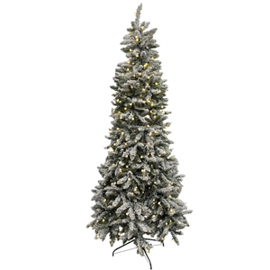 SAPIN DE NOËL FLOCCÉ, MODÈLE PELMO, AVEC 400 LUMIÈRES LED BLANC CHAUD, HAUTEUR 210 CM - Product Image 1