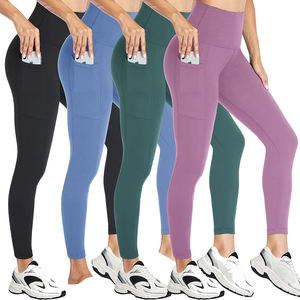 Wholesale Custom High Waisted Sports Workout Yoga Pants <b>Leggings</b> for Women Soft Polyester Gym Fitness <b>Leggings</b> <b>With</b> <b>Pocket</b> - Product Image 2
