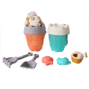 QS pas cher prix fabrication plage jouet coloré adultes bambin filles sable Paly pliant Silicone plastique plage jeu seau ensemble jouets - Product Image 1