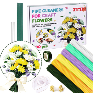 400 Limpiapipas para Manualidades, Kit de Ramo de Tulipanes, Tallos de Chenilla Rosa con Cinta Floral y Estambres, Suministros para Artesanía Floral - Product Image 4