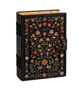 Diario de Cuero con Estampado Floral Grimoire, Libro de Hechizos Celestiales, Cuaderno Gótico Vintage para Escribir y Dibujar - Product Image 1