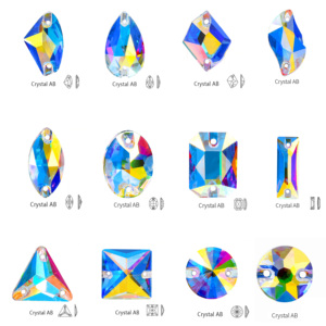 BOBOHOO Rhinestones al por mayor, nuevos, 5A, biselados, en forma de lágrima, Nevette, Rivoli, ovalados, de cristal cosmético AB, para coser, K9, para vestidos - Product Image 2