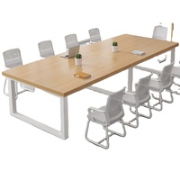 Ensemble de table et de chaises de conférence, bureau de bureau rectangulaire en bambou moderne et simple pour 16 à 20 personnes, usage commercial et domestique, gratuit