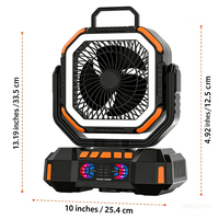 Ventilateur de camping portable oscillant avec batterie 40000mAh, rechargeable par USB, 4 vitesses, télécommande, ventilateurs de tente d'extérieur avec lumière nocturne