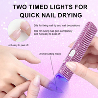 Lampe UV portable en strass pour ongles en gel Lampe à ongles en gel 3W sans fil rechargeable avec séchage flash LED pour ongles