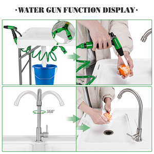 Multi-Use Plastic <strong>Folding</strong> <strong>Table</strong> Outdoor Kitchen <strong>Table</strong> Fish Cleaning <strong>Table</strong> With Sink Versatile Furniture - Product Image 5