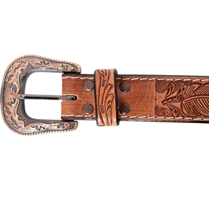 Cinturón de vaquero de moda occidental para mujer superventas cuero de grano completo tallado a mano diseño con cuentas 3D aleación Vintage directo indio - Product Image 3