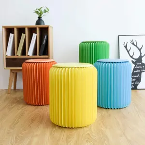 Callfeny 250gsm Paper Accordion Stool With Magnet And PU Pad Folding Paper Chair Furniture Home Decoration