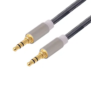 耳机用尼龙编织辅助3.5毫米音频电缆公对公输入适配器灰色尼龙编织网辅助3.5毫米电缆