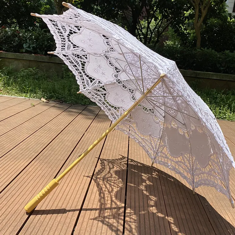 Parapluie Vintage en dentelle blanche pour mariée, style chauve-souris, dames, mariage, vente en gros