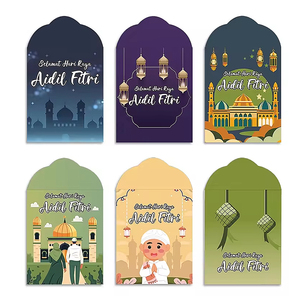 Venta al por Mayor, Paquete de 6 Sobres de Papel para Regalo de Eid Mubarak, Color Negro, Azul, Verde, Blanco y Rojo, para Regalos de Ramadán - Product Image 2