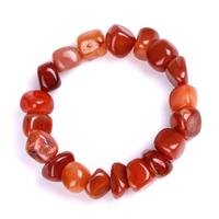 Bracelet en pierres naturelles de forme libre, perles irrégulières en agate rouge et noire, fait main, élastique, unisexe, vente en gros