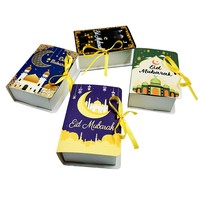 Eid Mubarak dur coffrets cadeaux livre Style chocolat boîte à bonbons islamique musulman fête faveur lune château papier boîtes d'emballage