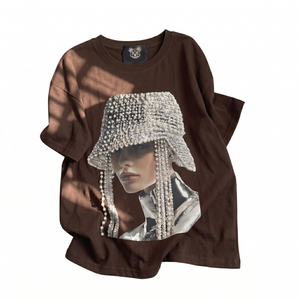T-<span class=keywords><strong>shirt</strong></span> décontracté d'été pour <span class=keywords><strong>femme</strong></span>, col rond, coupe oversize, manches courtes, 100 % coton jersey, imprimé numérique, respirant, anti-boulochage - Product Image 1