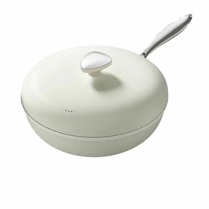 Wok antiadhésif Pebble avec couvercle, 32 cm, fond plat rond, revêtement émaillé, poêle de cuisson saine pour usage domestique - Product Image 2