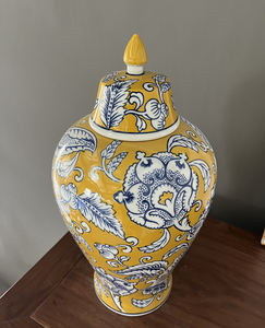 Jarrón <span class=keywords><strong>de</strong></span> Jengibre Chinoiserie, Hecho a Mano y Pintado, Jarrón <span class=keywords><strong>de</strong></span> Porcelana Amarillo Ailsun, Hermoso Jarrón <span class=keywords><strong>de</strong></span> Jengibre <span class=keywords><strong>Talavera</strong></span> - Product Image 4