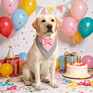 Esmoquin para Perro Tanpopo Gentleman en Gris y Rosa <span class=keywords><strong>con</strong></span> Corbata de Moño, Pañuelo para Perro para Bodas, Cumpleaños, Disfraces, Collar Festivo para Perros - Product Image 4