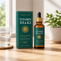 Gouttes liquides de vitamine D3+K2 végétaliennes 100% à base de plantes, enrichies à l'huile de coco pour une absorption maximale