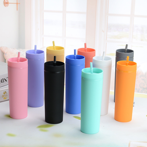 Disposable 16oz Plastic PP Rectangular Double Layer Tumblers <b>Lid</b> <b>Straws</b> Portable Coffee Water <b>Cup</b> Christmas Gifts Zenidoo Brand - Product Image 2