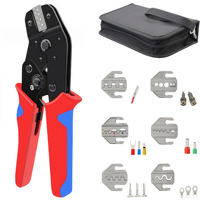 Juego de Herramientas para Crimpar Terminales con 6 Mordazas Intercambiables, Kit de Crimpadora de Trinquete JST/Molex para Conectores de Barril Abierto
