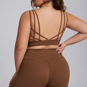 Set da <span class=keywords><strong>Yoga</strong></span> e Palestra Personalizzati, Traspiranti, Elasticizzati in Quattro Direzioni, Vita Alta, Taglie fino a 4XL, con Spalline Incrociate, Tinta Unita, per Donne - Product Image 2