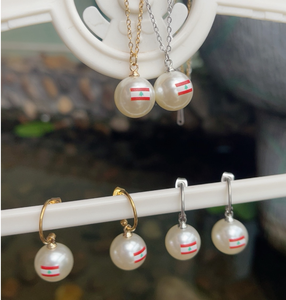 Qifei Nouveaux Produits Chaîne En Acier Inoxydable <span class=keywords><strong>Liban</strong></span> Drapeau Collier Boucles D'oreilles <span class=keywords><strong>Liban</strong></span> Imitataion <span class=keywords><strong>Perle</strong></span> Ensemble de Bijoux - Product Image 2