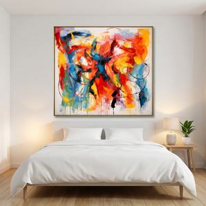 Pintura Abstracta Expresionista de Colores Intensos, Pintura al Óleo sobre Lienzo Texturizado Pintada a Mano, Obra de Arte Original para Decoración del Hogar - Product Image 5