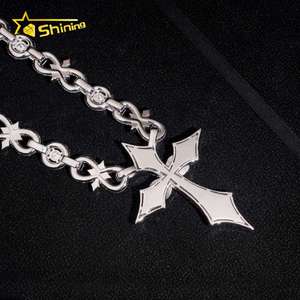 Nuovo arrivo glassato 925 argento Moissanite cubano catena <span class=keywords><strong>con</strong></span> ciondolo a croce di lusso uomini Infinity Cuban Link Moissanite gioielli - Product Image 5