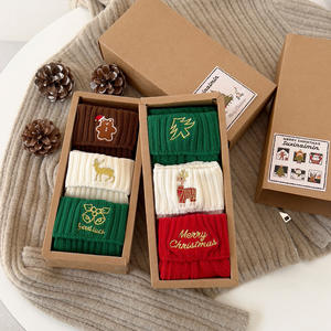 Mode équipage drôle rouge vert hommes broderie personnalisée chaussettes <span class=keywords><strong>de</strong></span> Noël femmes - Product Image 2