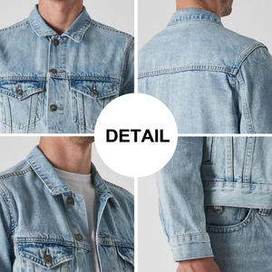 Chaqueta Vaquera Vintage Original de Alta Calidad HANGYUE, Chaqueta Vaquera de Algodón con Bordado Personalizado, Chaqueta Vaquera de Moda para Hombre - Product Image 6