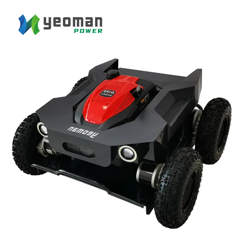 Yeoman Power YM500w Máquina cortadora de grama robô para uso agrícola, controle remoto, esteira rolante para caminhar em encostas