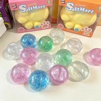 Produit phare transfrontalier : Balle anti-stress en PVC et silicone, super transparente, à paillettes dorées, à rebond lent, pour garçons