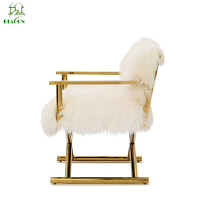 Estilo nórdico de oro de acero inoxidable de piel blanco <span class=keywords><strong>Silla</strong></span> de acento para sala - Product Image 2