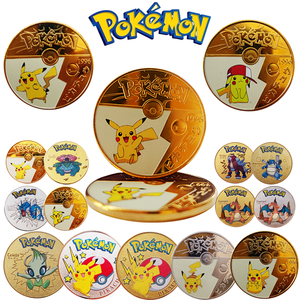 Pièce Commémorative <span class=keywords><strong>Pokémon</strong></span> Or <span class=keywords><strong>Argent</strong></span> Pikachu Charizard en Alliage de Zinc Poli Électroplaqué Imprimé UV Écologique pour la Remise des Diplômes - Product Image 1