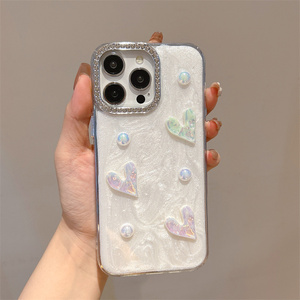 Il motivo a forma di cuore scintillante in resina diamantata è adatto per IPhone17Promax custodia per telefono iPhone 1615 14 13 12 - Product Image 6