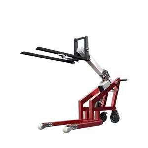 Portable electric hydraulic forklift with curved arm loading and unloading small flexible lifting and handling vehicle