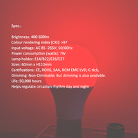 Ampoules LED A19 100~240V 7W en aluminium pour usage domestique, culots E14 E26 E27 B22, pour différentes lampes de chevet, impression de logo gratuite, vente en gros