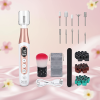 Machine à ongles électrique portable 45000 tr/min, kit de lime à ongles, manucure, pédicure, rechargeable par USB avec lampe UV, écran anti-poussière transparent